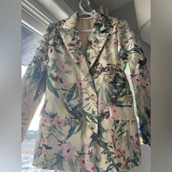 Nwt Women printed Blazer, Small, floral, birds,beautiful, Small - Picture 3 of 15